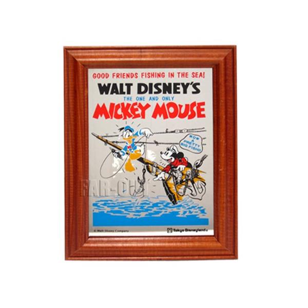 TDL ミッキー&ドナルド フィッシング 釣り 鏡 ミラー アート フレーム