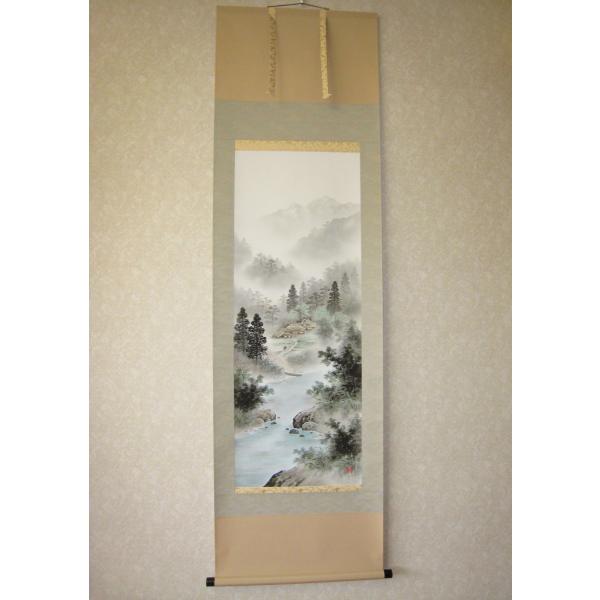 彩色山水 小野立耕 掛け軸 彩色山水 小野立耕 掛け軸 彩色山水 小野立