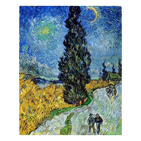 糸杉と星の見える道 ゴッホ Vincent Van Gogh 手描き油絵複製画 模写