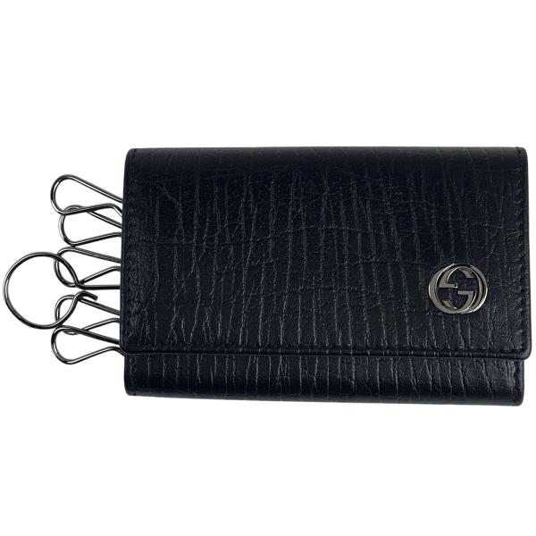 新品級✨グッチ6連キーケースインプリメGGインターロッキング黒レザー