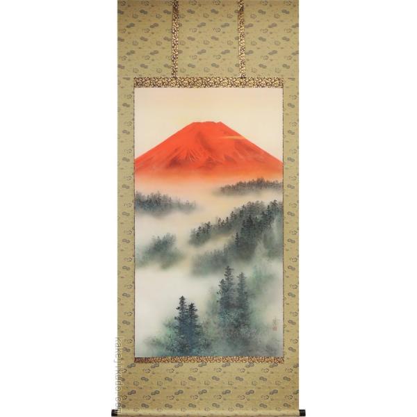 掛け軸 赤富士 （中沢勝） 【掛軸】【一間床】【赤富士】 : 掛け軸