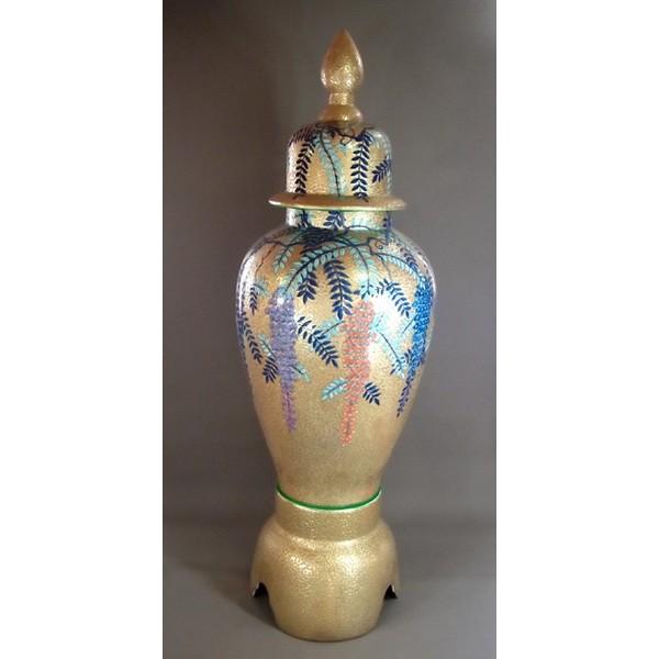 有田焼 染錦黄金藤絵飾り特大沈香壺｜陶芸作家 藤井錦彩 作 : 有田焼