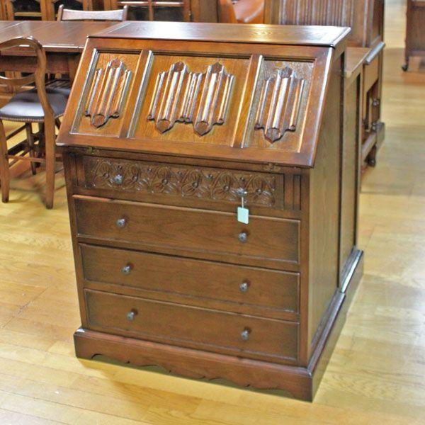 ライティング ビューロー オーク 完成品 木製 レトロ デスク 机 414B