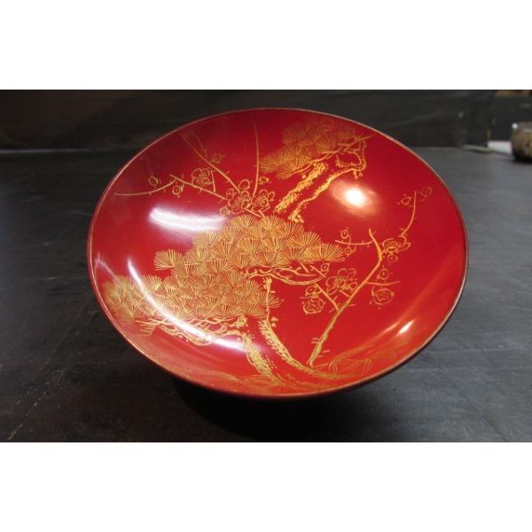 漆器 朱塗り沈金松竹梅文盃 杯 酒器 木製 盃 朱塗り 沈金 漆芸 木製 器