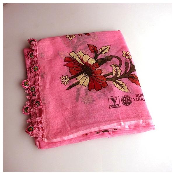 トルコの伝統手芸 イーネ オヤ スカーフピンク : インプレッションオブ