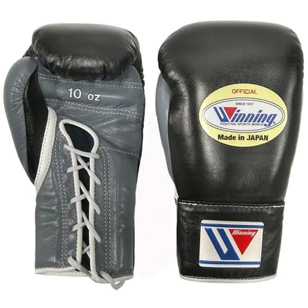 10オンス MS-300-BLKGRY1 ウイニング ボクシンググローブ ひも式