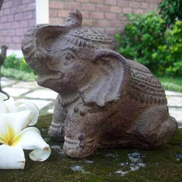 石像 置物 インテリア オブジェ 石 彫刻 像 ゾウ アンティーク