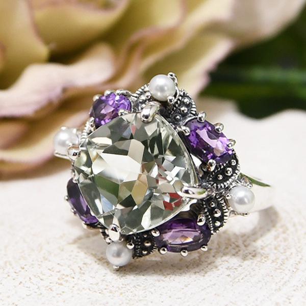 宝石ルース 『限定品！ネコちゃんリング』天然アメジスト サイズ#14