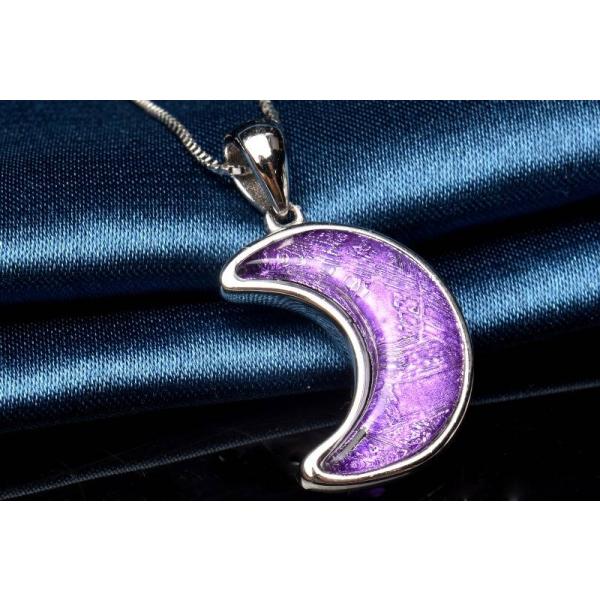 Silver925 ギベオン(メテオライト隕石) 15x11mm パープル ペンダント