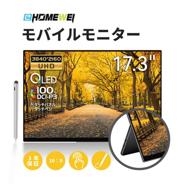EHOMEWEI モバイルモニター EHOMEWEI RQ-173PU 17.3インチ 高性能 4K