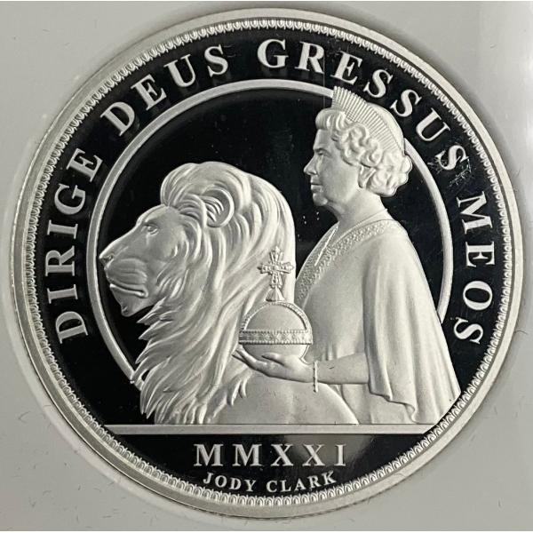 2021年 ウナとライオン オルダニー島 5ポンド 2オンス 銀貨 エリザベス