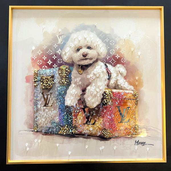 マスミアート陶板画 犬 オーダー額付き マスミアート陶板画 犬