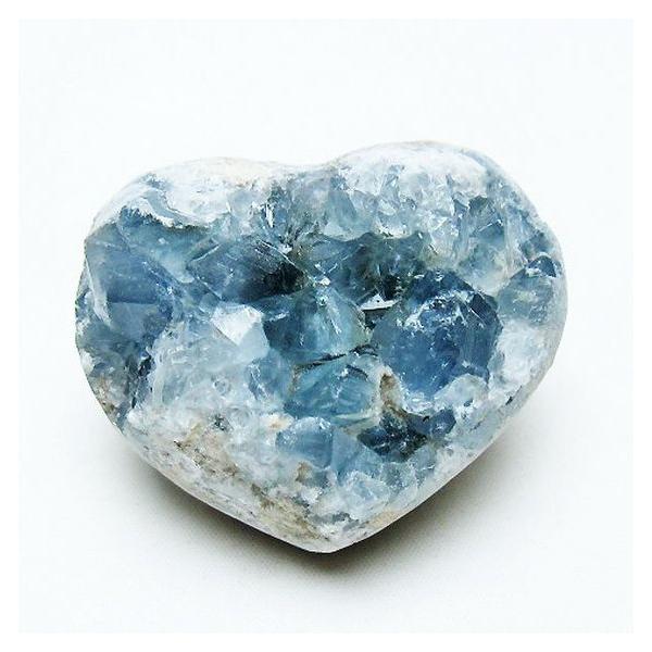 セレスタイト 天青石 ハートシェイプ 原石 t756-6214 : 誠安天然石専門