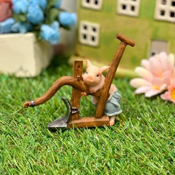 ぶた レトロ アンティーク風 昭和レトロ 置物 ブタ 豚 農作業 オブジェ