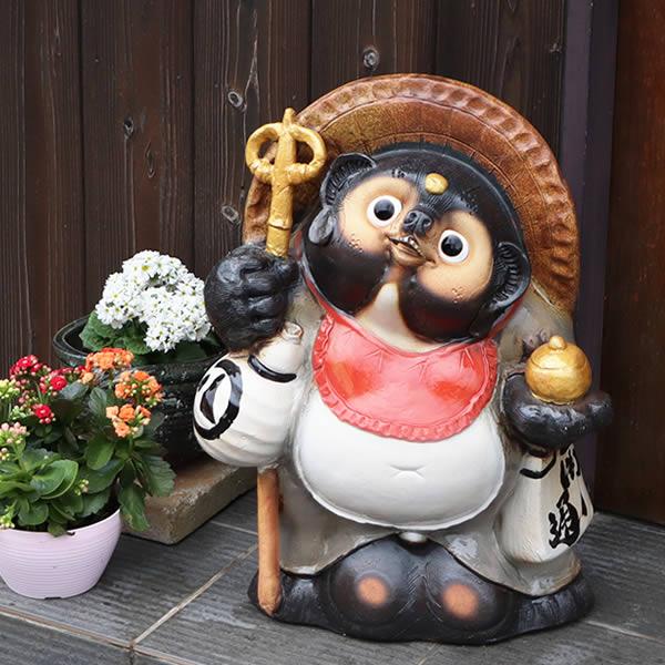 □信楽焼 タヌキ☆20号 開運たぬき☆高さ約65cm 陶器製 狸 置物