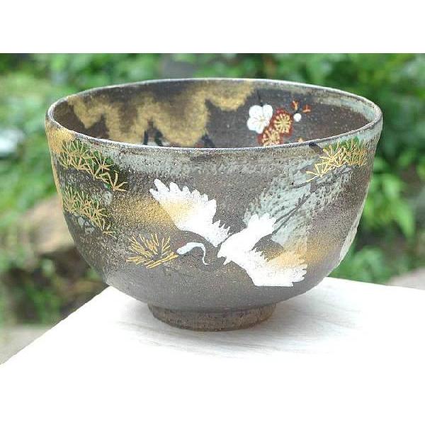 京焼 清水焼 吉祥鶴抹茶茶碗 八幡 : 松韻堂 Yahoo!店 - 通販 - Yahoo