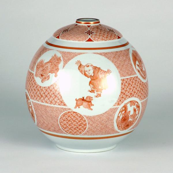 九谷焼 玉娘作 花菖蒲文 壺 共箱付き 九谷焼 玉娘作 花菖蒲文 壺 共箱