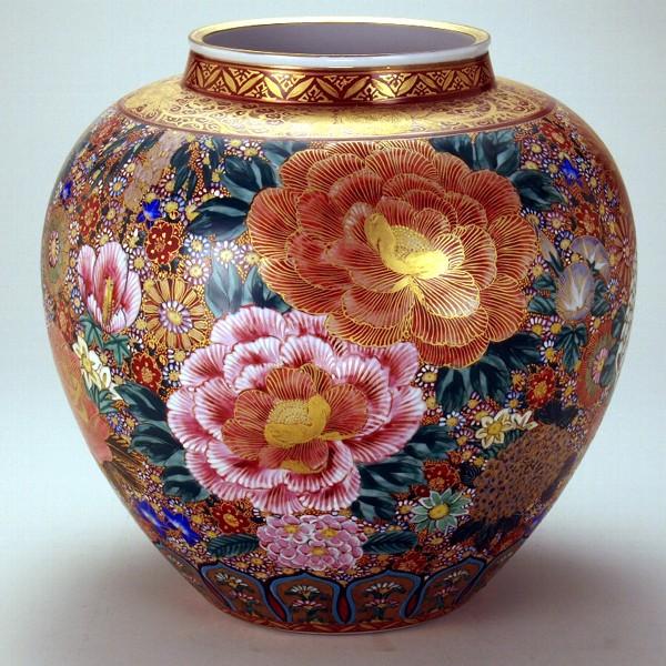 伝統工芸品】九谷焼10号花瓶 華やかな絵壺 芦湖作