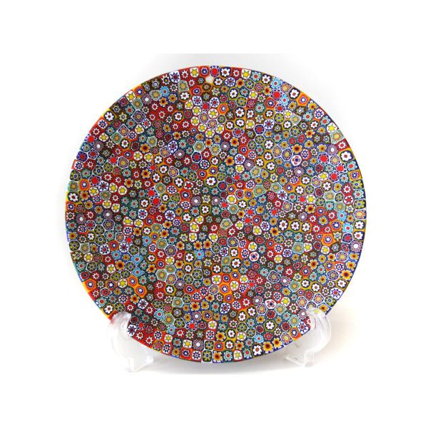 MURANO LINEA GLASS ムラノ レッド ミルフィオリ プレート 皿 MURANO
