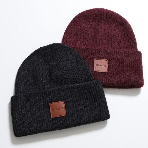 COACH（コーチ） ニット帽 CU825 レディース メンズ リブ レザーパッチ