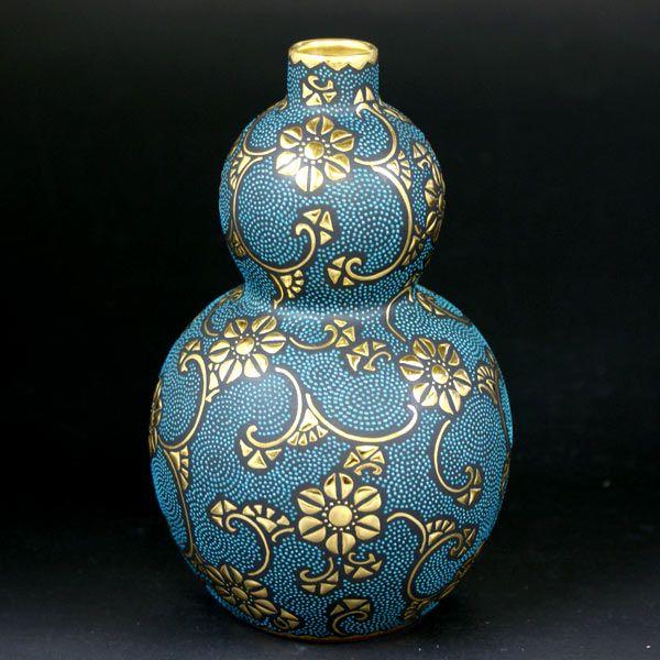 九谷焼 仲田錦玉 九谷焼徳利 青粒唐草文（内金彩） : 和座倶楽部