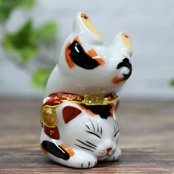 ヴィンテージ九谷焼 開運縁起物招き猫 希少品三毛猫 九谷焼 三毛猫