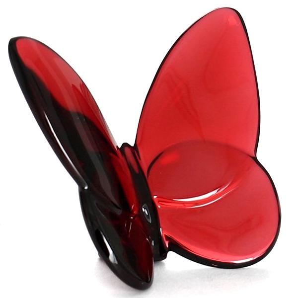 バカラ（Baccarat） 品切れ 置物 パピヨン レッド 幸運を運ぶ蝶