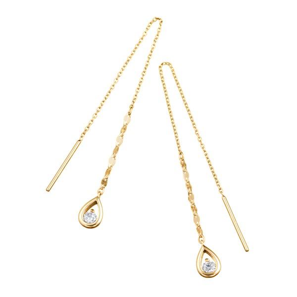ジュエリーツツミ K18イエローゴールドダイヤモンドピアス 揺れる