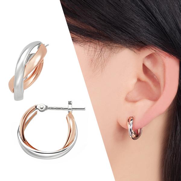 ジュエリーツツミ フープピアス K10ホワイトゴールド K10ピンク