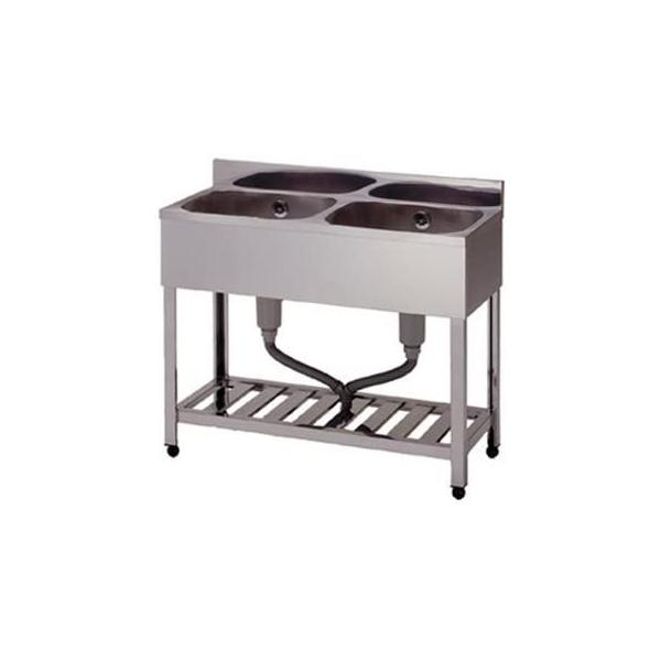 アズマ二槽シンクKP2-900 バックガード付単水栓2個付き