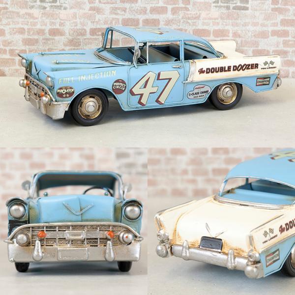 アメ車 置き物 インテリア おしゃれ 水色 青 ブルー ブリキ レトロ