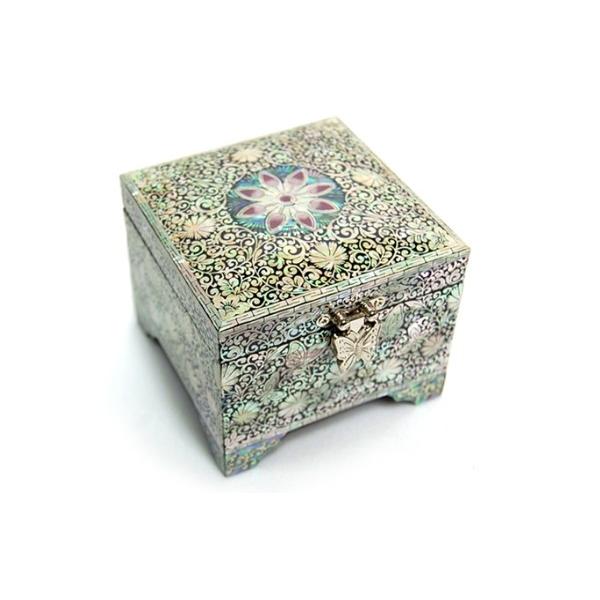 寄木細工の装飾ボックス 螺鈿(ラデン) 大変重厚 宝石箱 金庫 箱 正式的