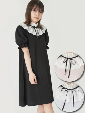 コットンレースカラーカットワンピース - Ank Rouge(アンクルージュ)の