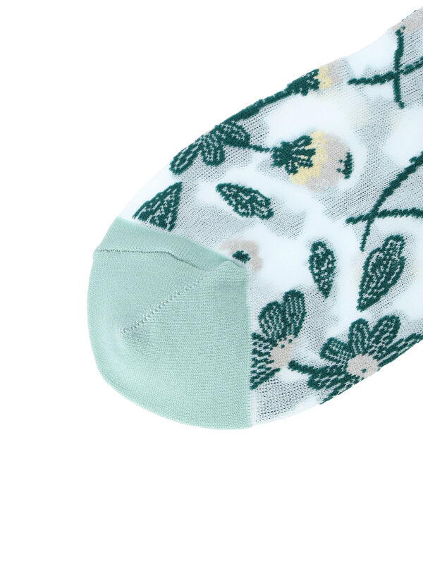 セール】 花柄シアーソックス（ベージュ/ミント/レッグウェア/タイツ