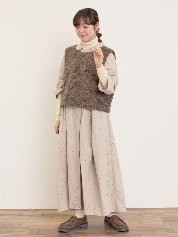 セール】 前後2WAYボアベスト（ベージュ/ダークブラウン/キナリ