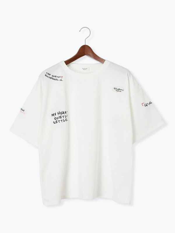 セール】 ランダム刺繍ロゴTシャツ（オフホワイト/グレー