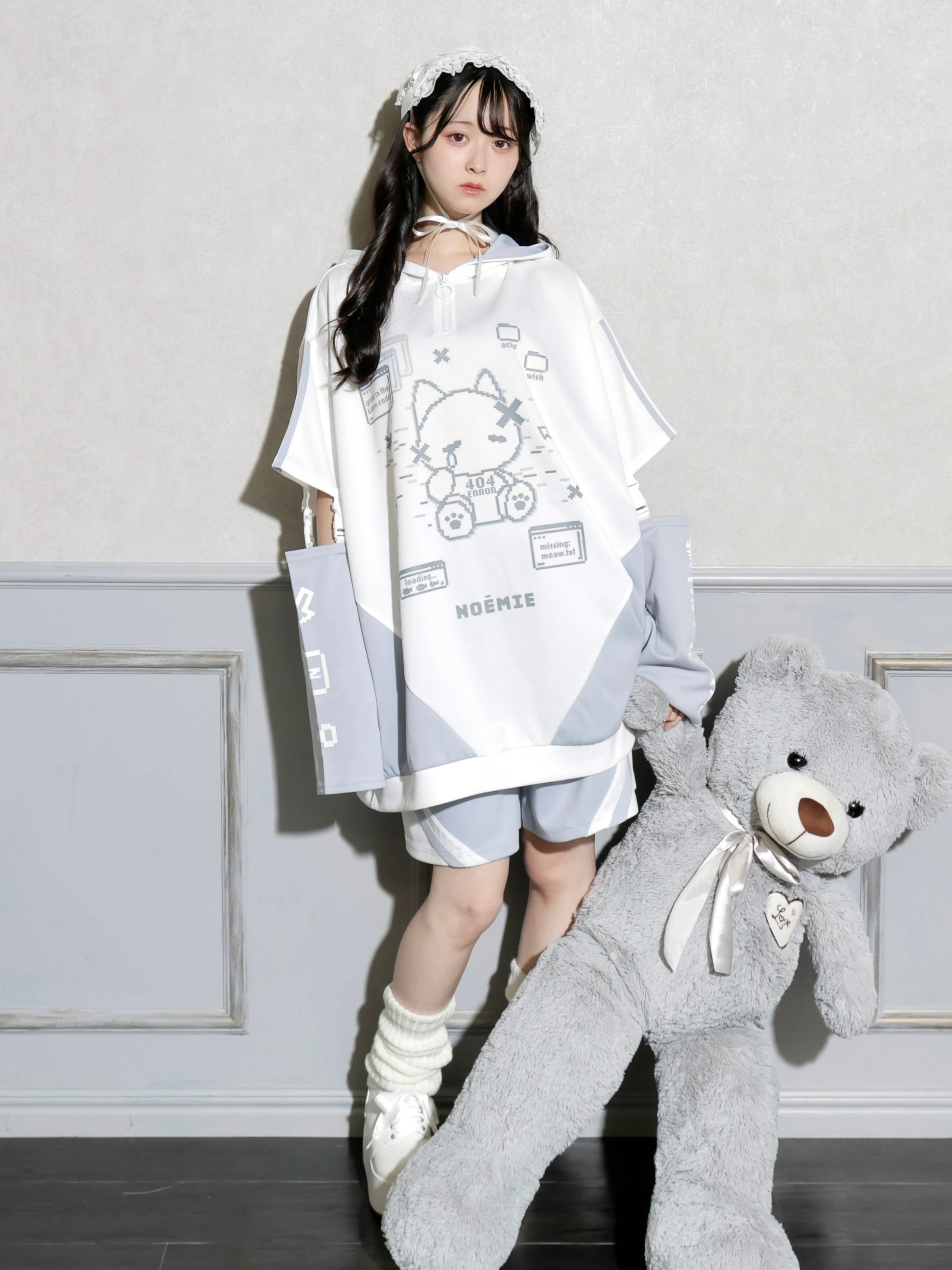 サイバーにゃんにゃんジャージパーカー（パーカー｜ピンク・サックス