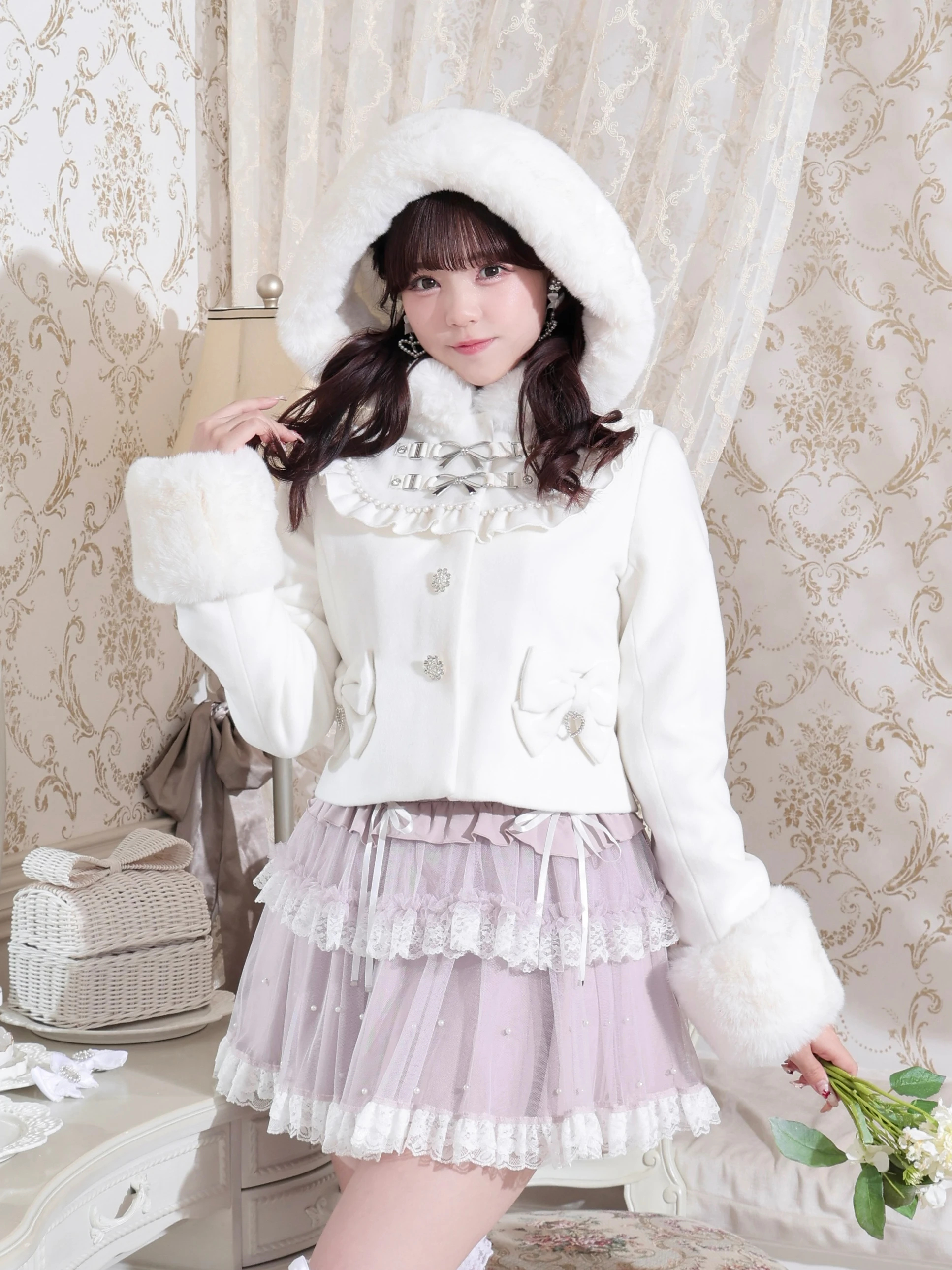 NOEMIE新品さきまるちゃんコラボ♡ヨークフレアコート NOEMIE｜さき