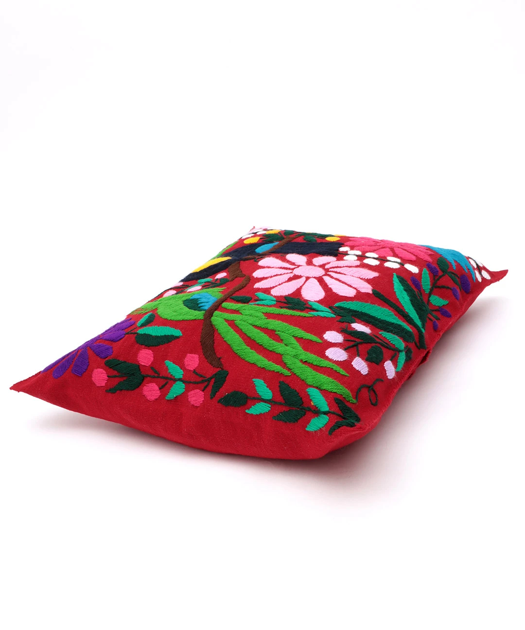 アンティークニードルポイント プチポワン犬と薔薇 色糸タッセル付