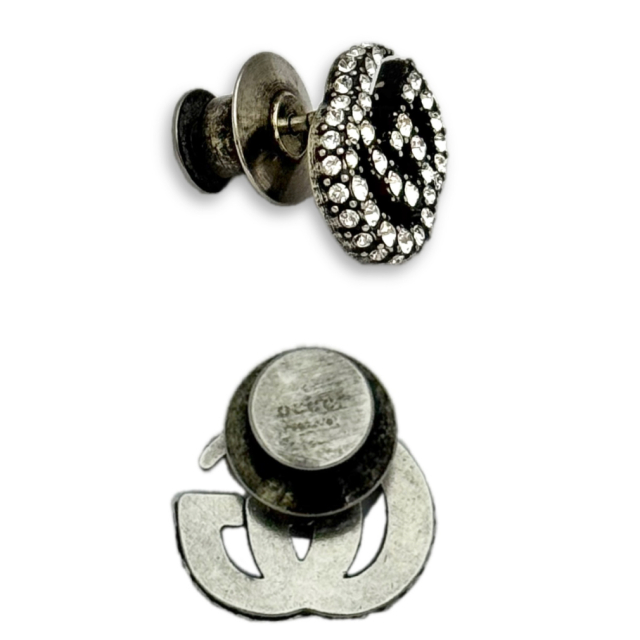 グッチ ピンブローチ | ラインストーンGGロゴ - インポートセレクト