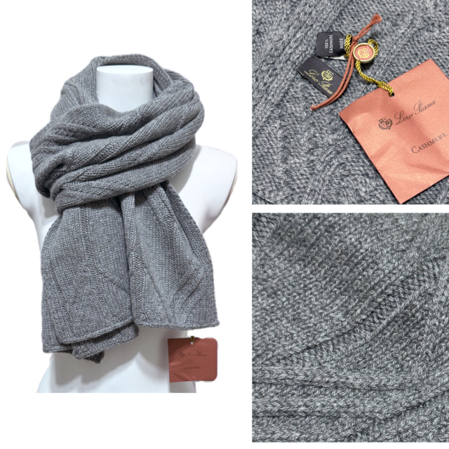 Loro Piana ロ・ピアーナ マフラー カシミヤ 100 グレーシリーズ