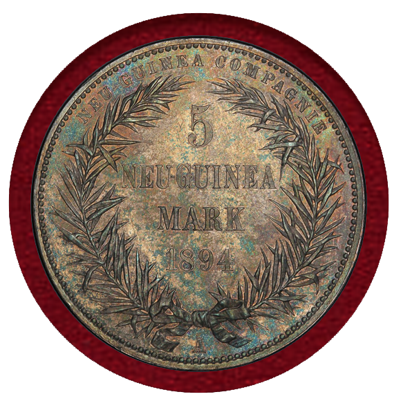 ニューギニア 極楽鳥 5マルク銀貨 1894年