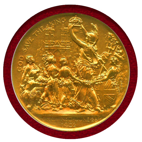 ④大型記念メダル 55mm 1902年 英国 エドワード7世戴冠式 銅貨 大型 55mm