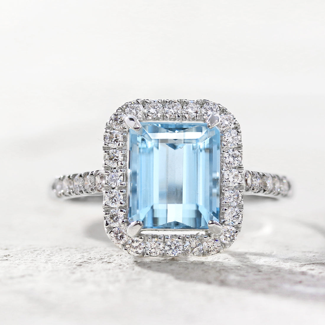 サンタマリアアクアマリン ダイヤモンド スクエア リング WG – JaMais