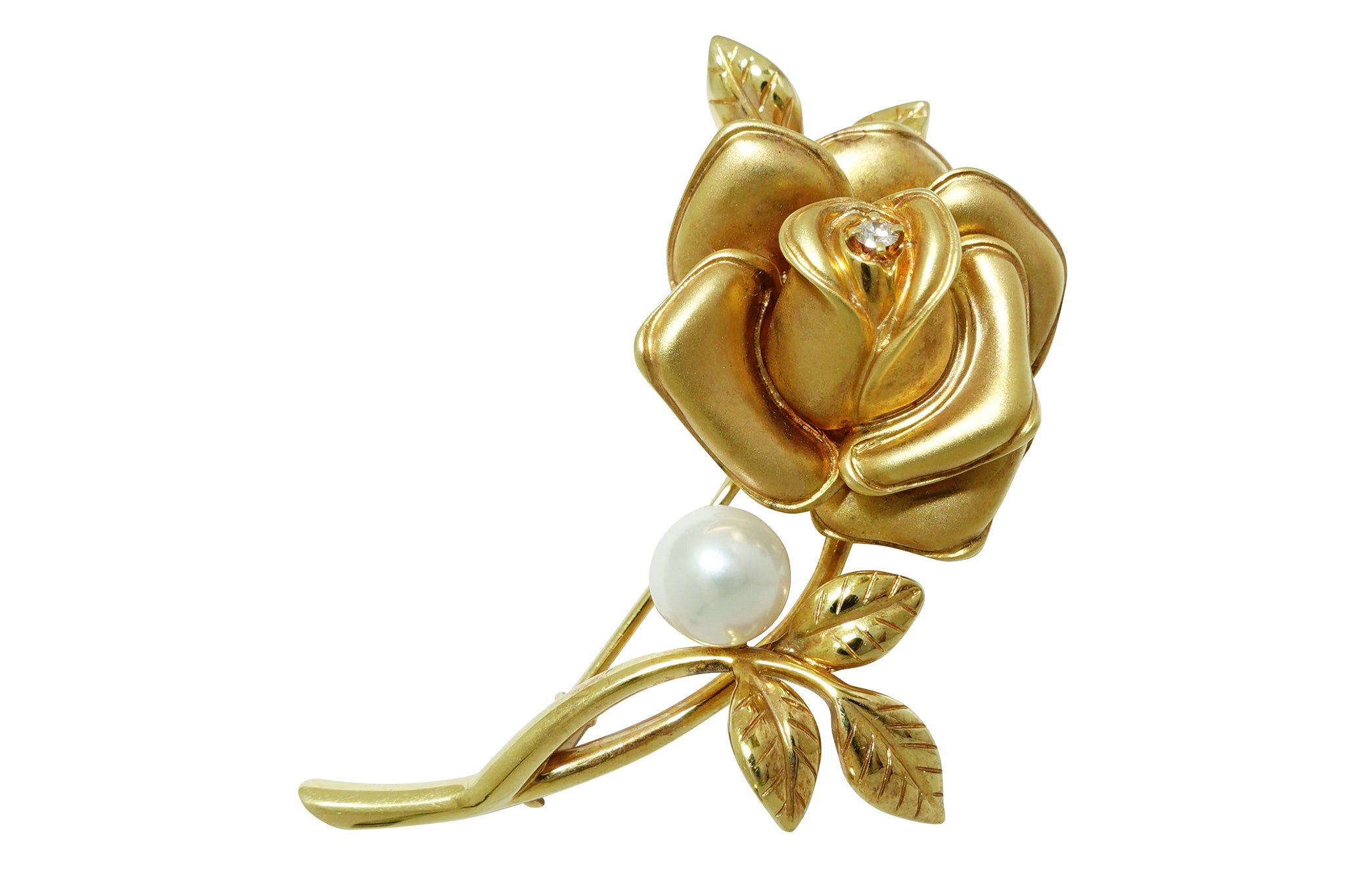 MIKIMOTO 【ミキモト】K18アコヤパール ダイヤモンドブローチ (NO