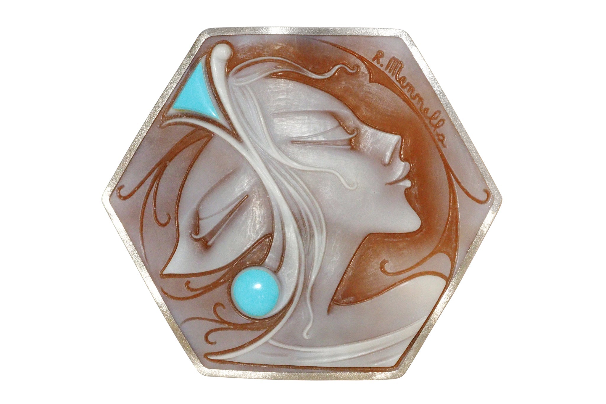 小春日和様 k18WG シェルカメオブローチ＆ パルラーティ ダイヤ付 小春