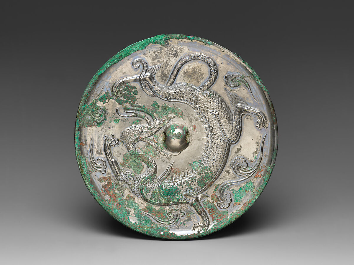 中国美術 古鏡 鳳獣紋 銅鏡(K-YC581) 中国美術 青銅鏡 饕餮紋