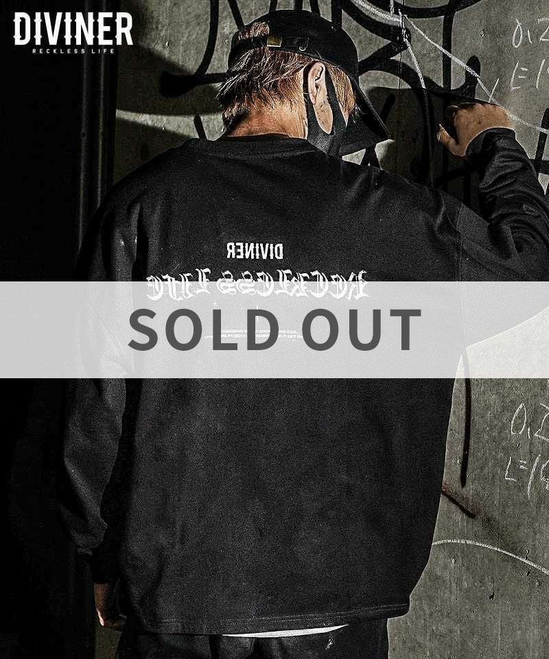 ブラックレターロンTEE トップス 長袖 ロンT Tシャツ DIVINER ディバイナー