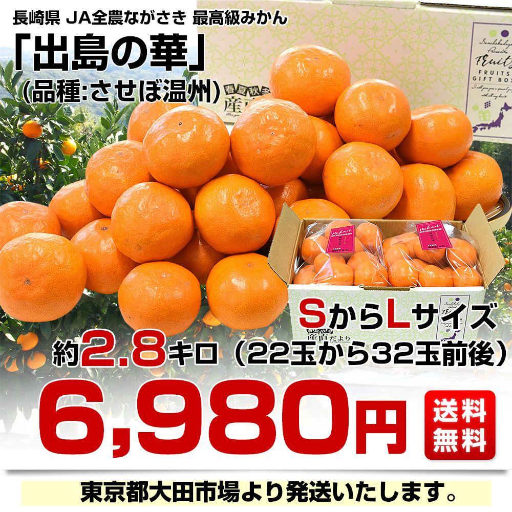 長崎県 JA全農ながさき 最高級みかん 出島の華 約2.8キロ SからLサイズ