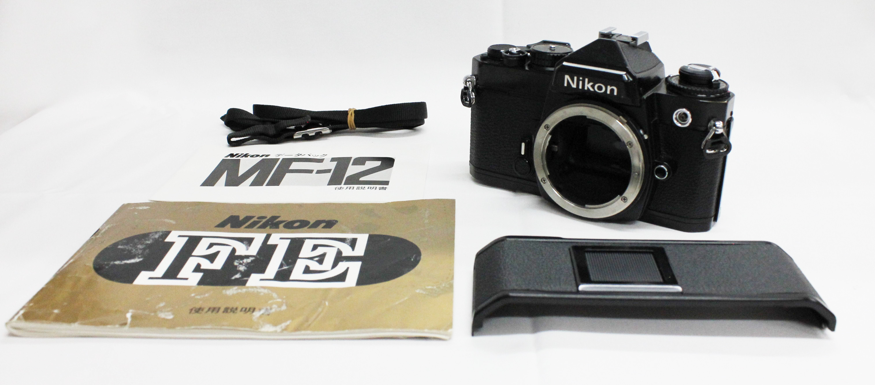 Nikon FE Black 35mm SLR Film Camera Body w/ Data Back MF-12 from